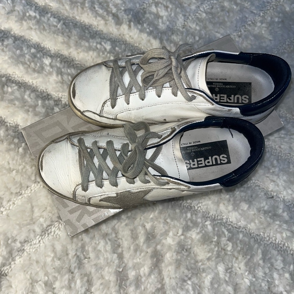 Golden Goose White and Gray Star Sneakers - Picture 2 of 5